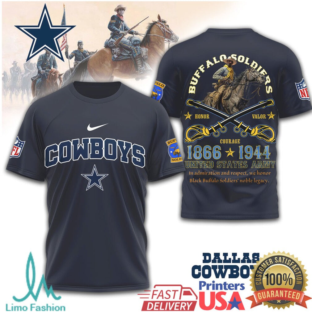 Dallas Cowboys Buffalo Soldiers 1866 1944 Military Tribute T Shirt - Limotees LLC