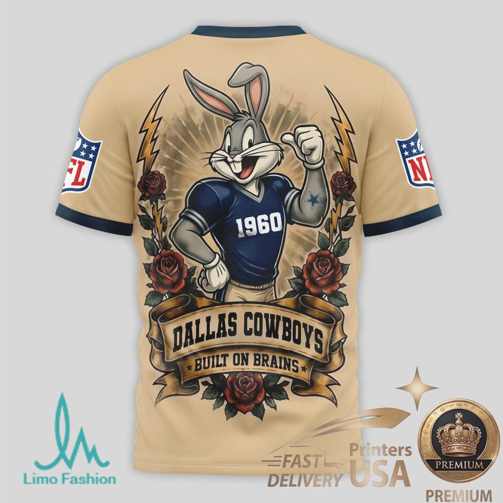 Dallas Cowboys Bugs Bunny Football Cartoon Graphic Jersey T Shirt - Limotees LLC