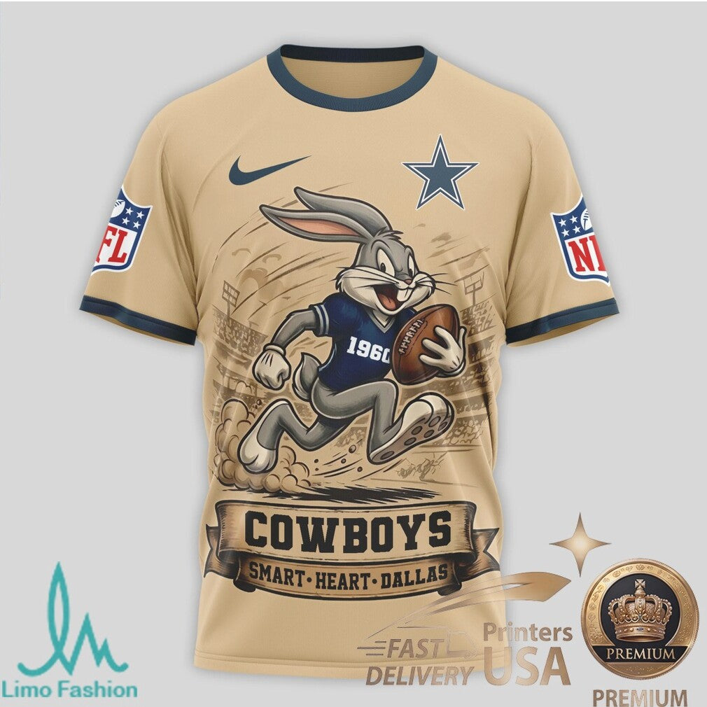 Dallas Cowboys Bugs Bunny Football Cartoon Graphic Jersey T Shirt - Limotees LLC