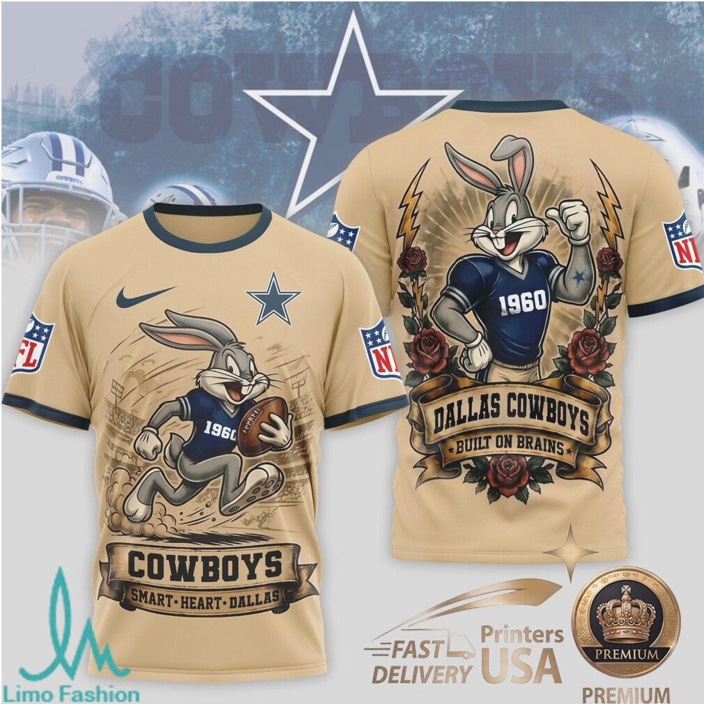 Dallas Cowboys Bugs Bunny Football Cartoon Graphic Jersey T Shirt - Limotees LLC