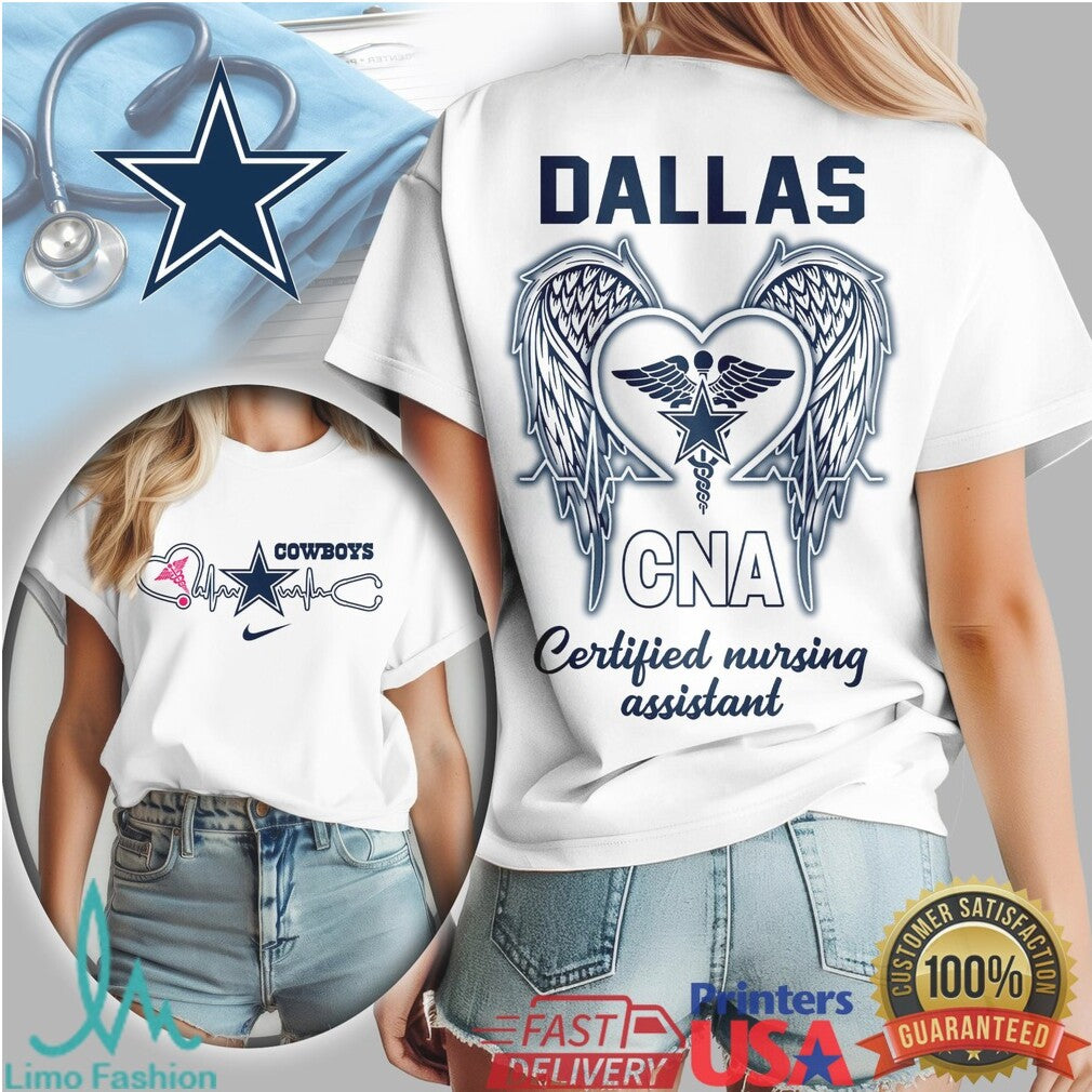 Dallas Cowboys CNA Heart & Angel Wings T Shirt Nursing Assistant Star - Limotees LLC