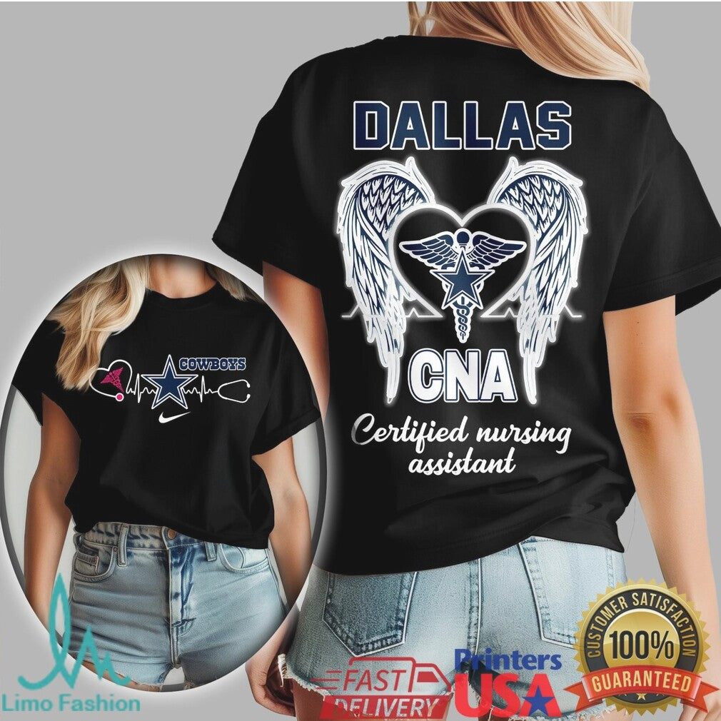 Dallas Cowboys CNA Heart & Angel Wings T Shirt Nursing Assistant Star - Limotees LLC