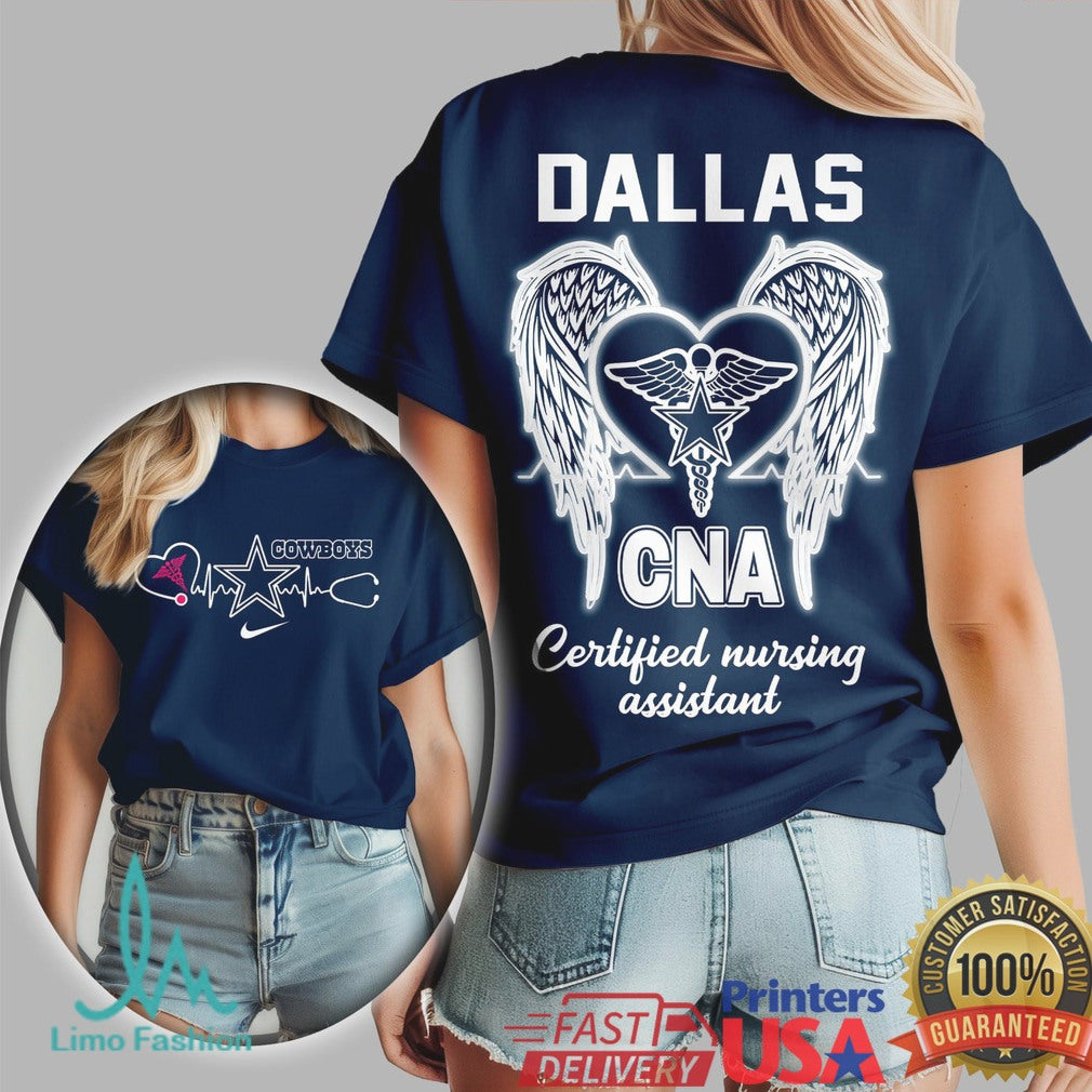 Dallas Cowboys CNA Heart & Angel Wings T Shirt Nursing Assistant Star - Limotees LLC
