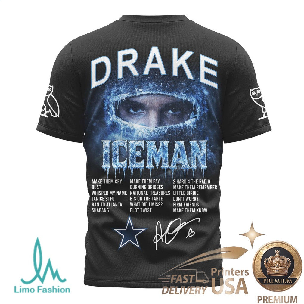 Dallas Cowboys Drake Iceman Graphic Print Rap T Shirt - Limotees LLC