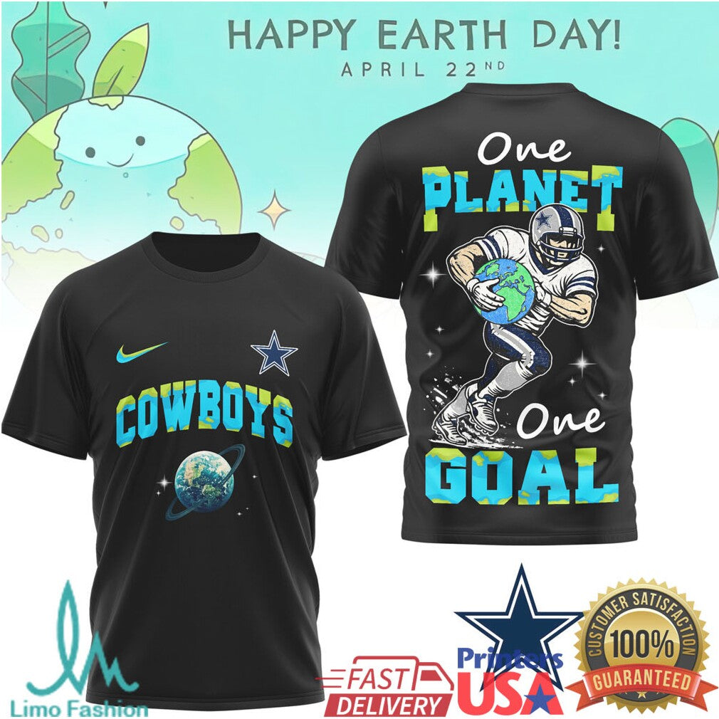 Dallas Cowboys Earth Day One Planet One Goal Football T Shirt - Limotees LLC