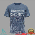 Dallas Cowboys Feliz Cinco De Mayo T Shirt Blue Bandana Pattern NFL Fan T Shirt - Limotees LLC