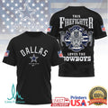 Dallas Cowboys Firefighter American Flag Heroic Nfl Fan Tshirt - Limotees LLC