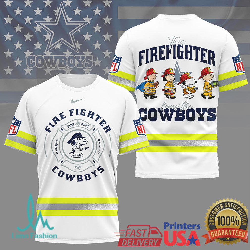 Dallas Cowboys Firefighter Snoopy Peanuts Gang Fan T Shirt - Limotees LLC