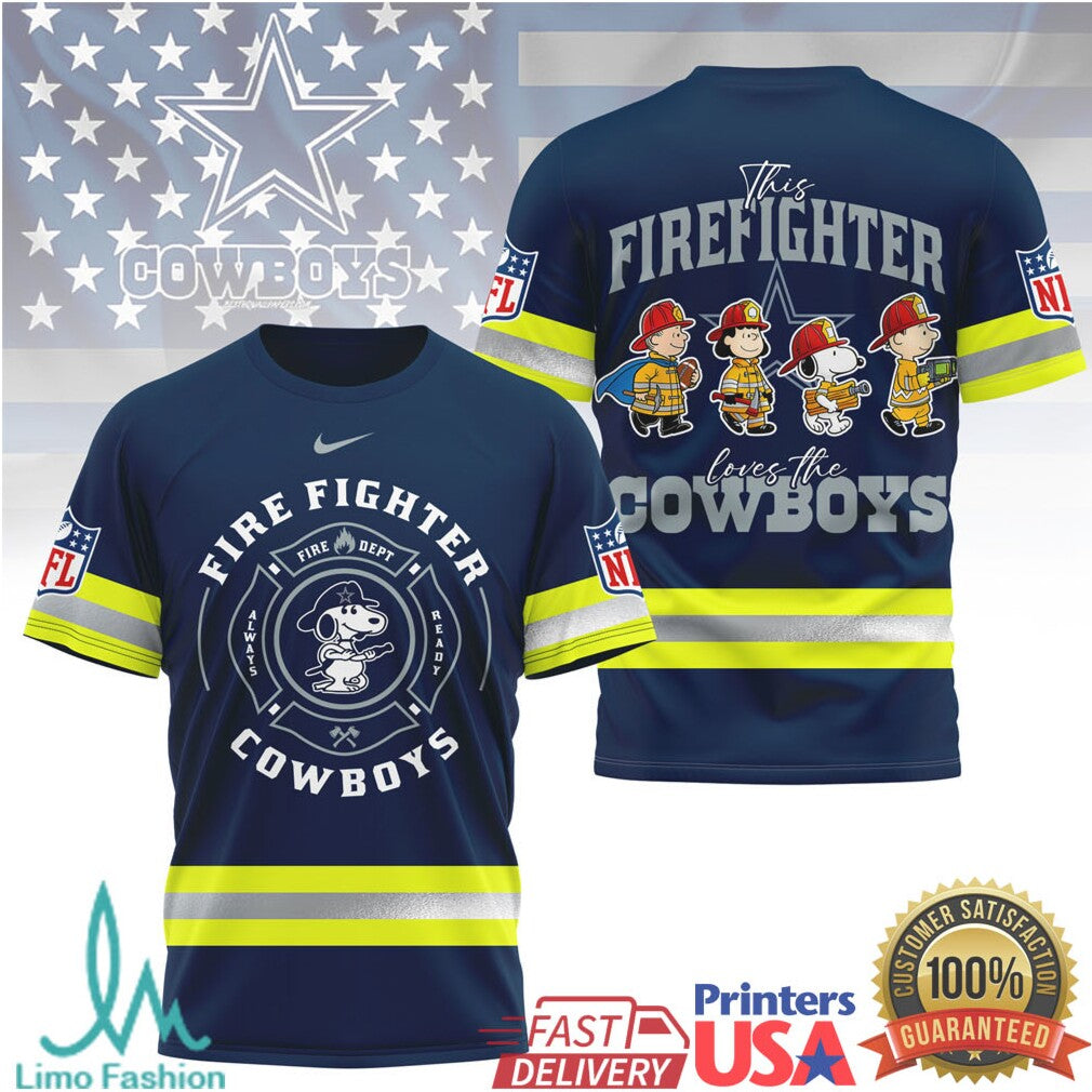 Dallas Cowboys Firefighter Snoopy Peanuts Gang Fan T Shirt - Limotees LLC