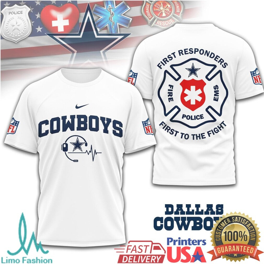 Dallas Cowboys First Responders Fire Police EMS T Shirt - Limotees LLC