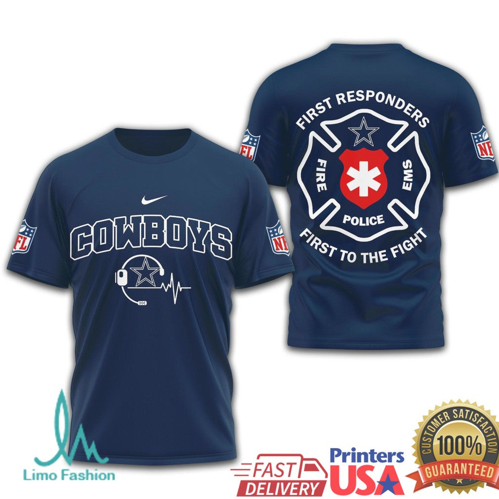 Dallas Cowboys First Responders Fire Police EMS T Shirt - Limotees LLC