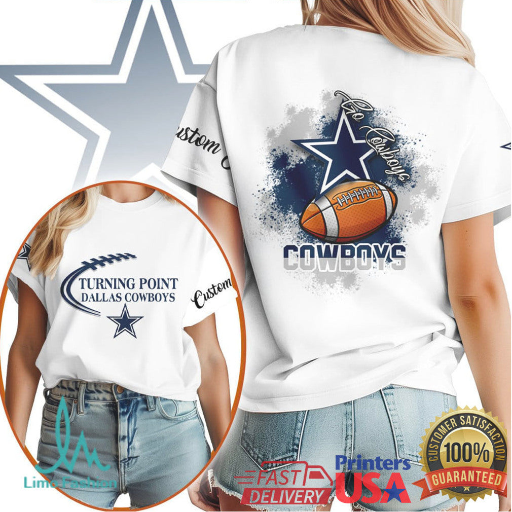 Dallas Cowboys Go Cowboys Custom Star Logo White T Shirt