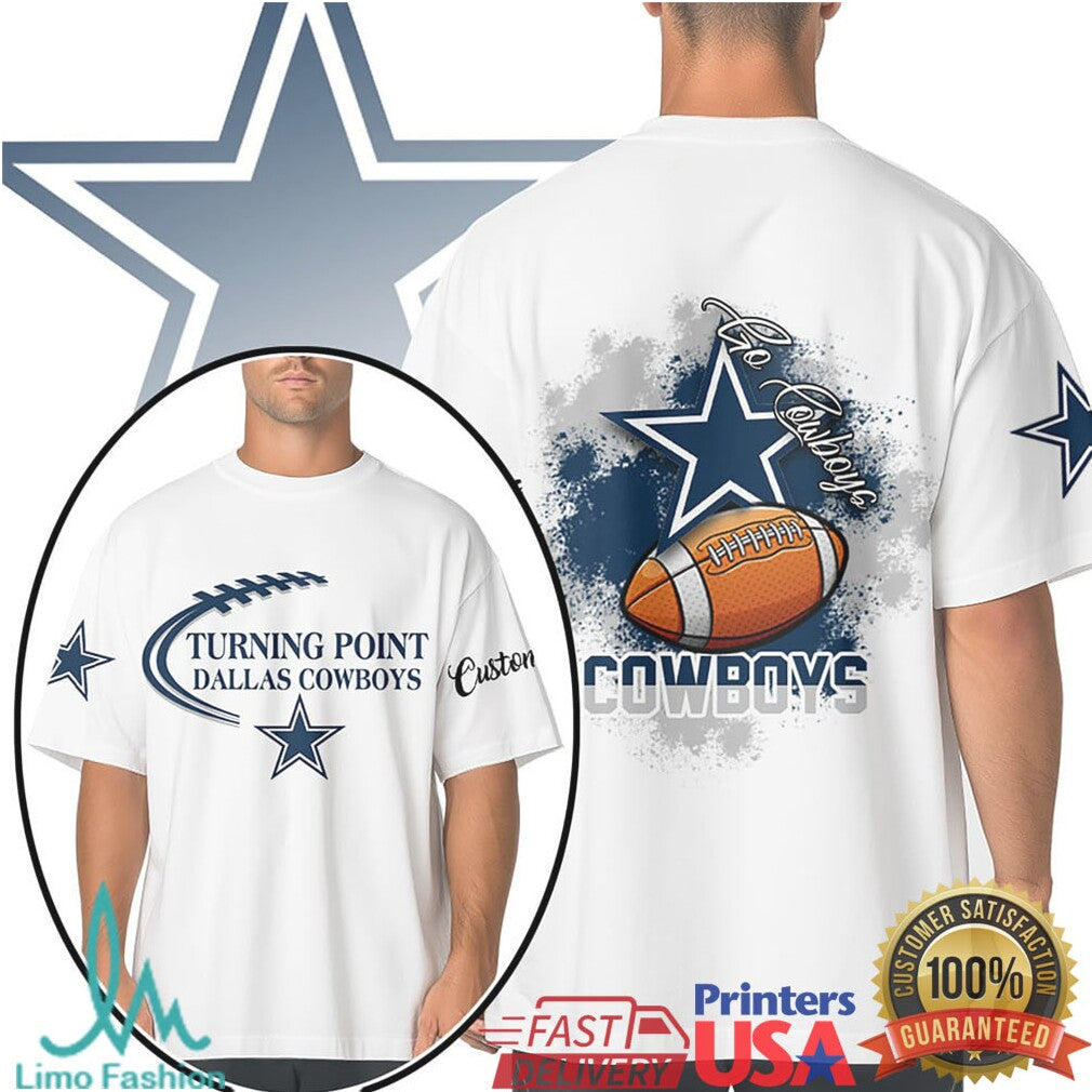 Dallas Cowboys Go Cowboys Custom Star Logo White T Shirt