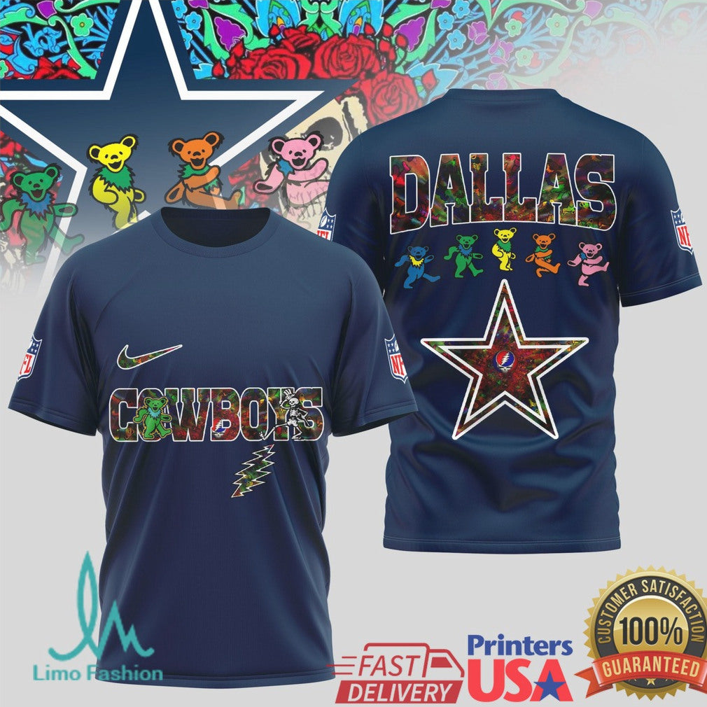 Dallas Cowboys Grateful Dead Dancing Bears Football T Shirt