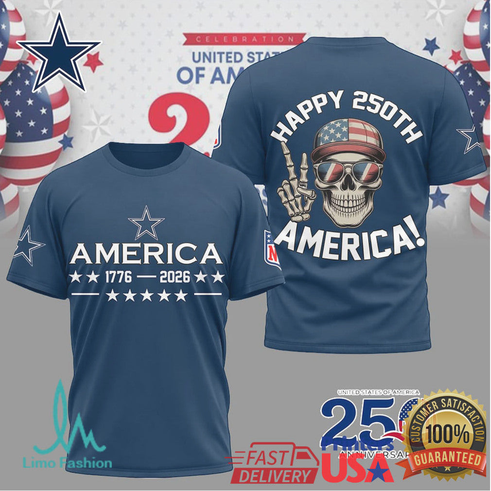 Dallas Cowboys Happy 250th Anniversary America 1776 2026 Navy Shirt - Limotees LLC