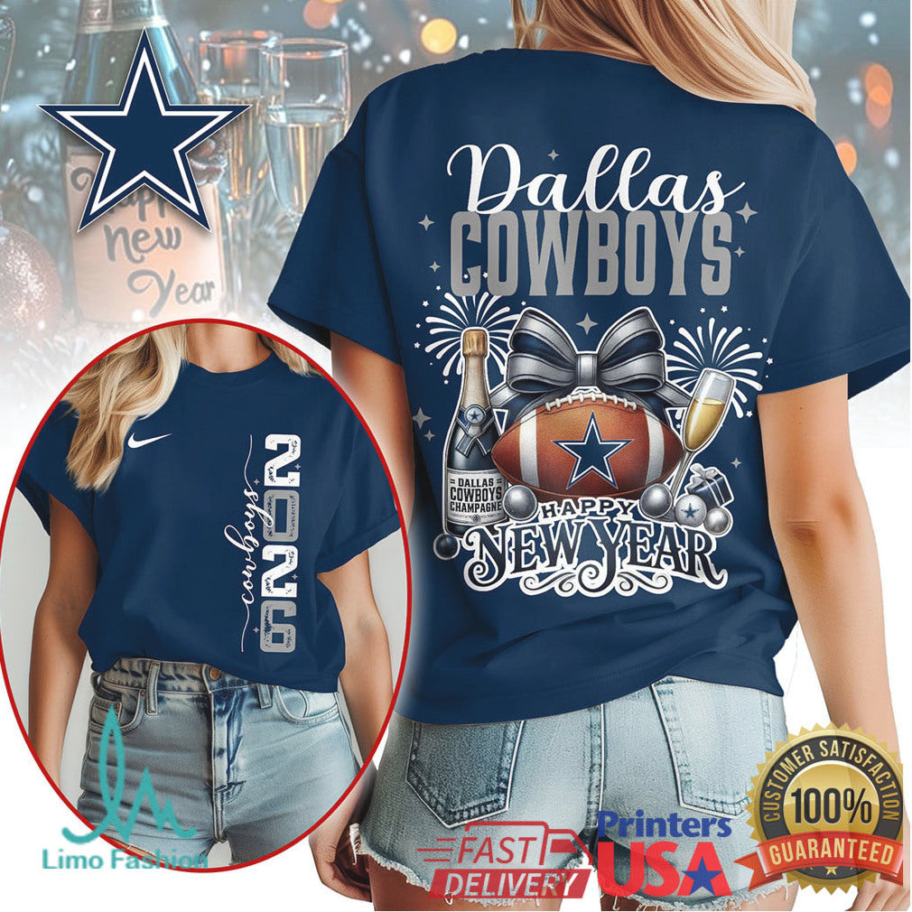 Dallas Cowboys Happy New Year 2026 Football Holiday Fan T Shirt - Limotees LLC