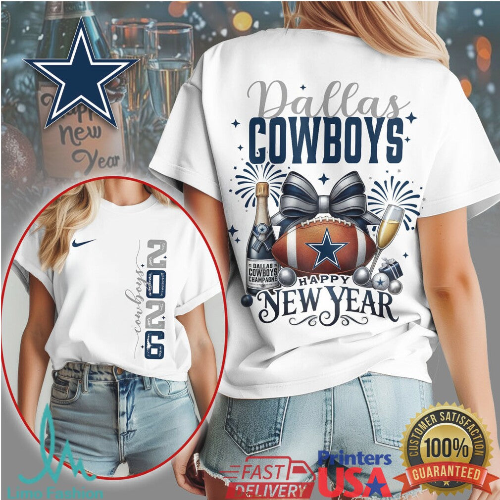 Dallas Cowboys Happy New Year 2026 Football Holiday Fan T Shirt - Limotees LLC