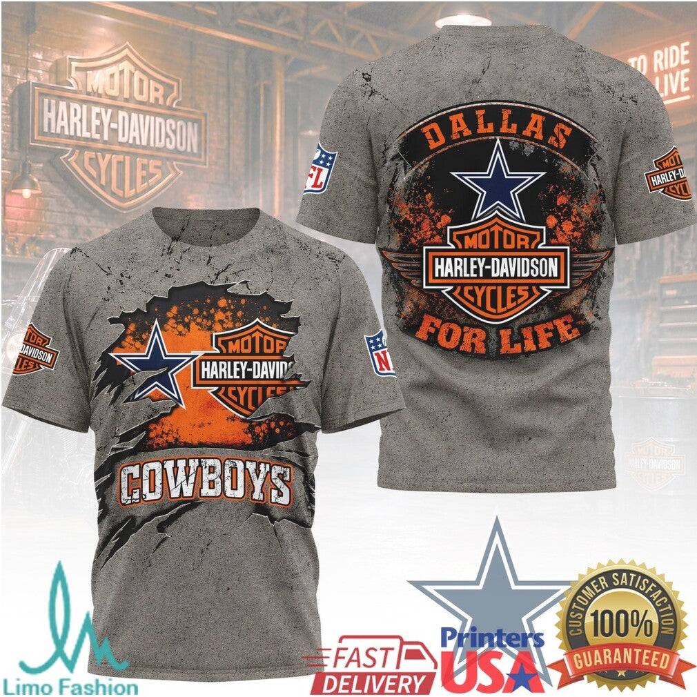 Dallas Cowboys Harley Davidson For Life T Shirt - Limotees LLC
