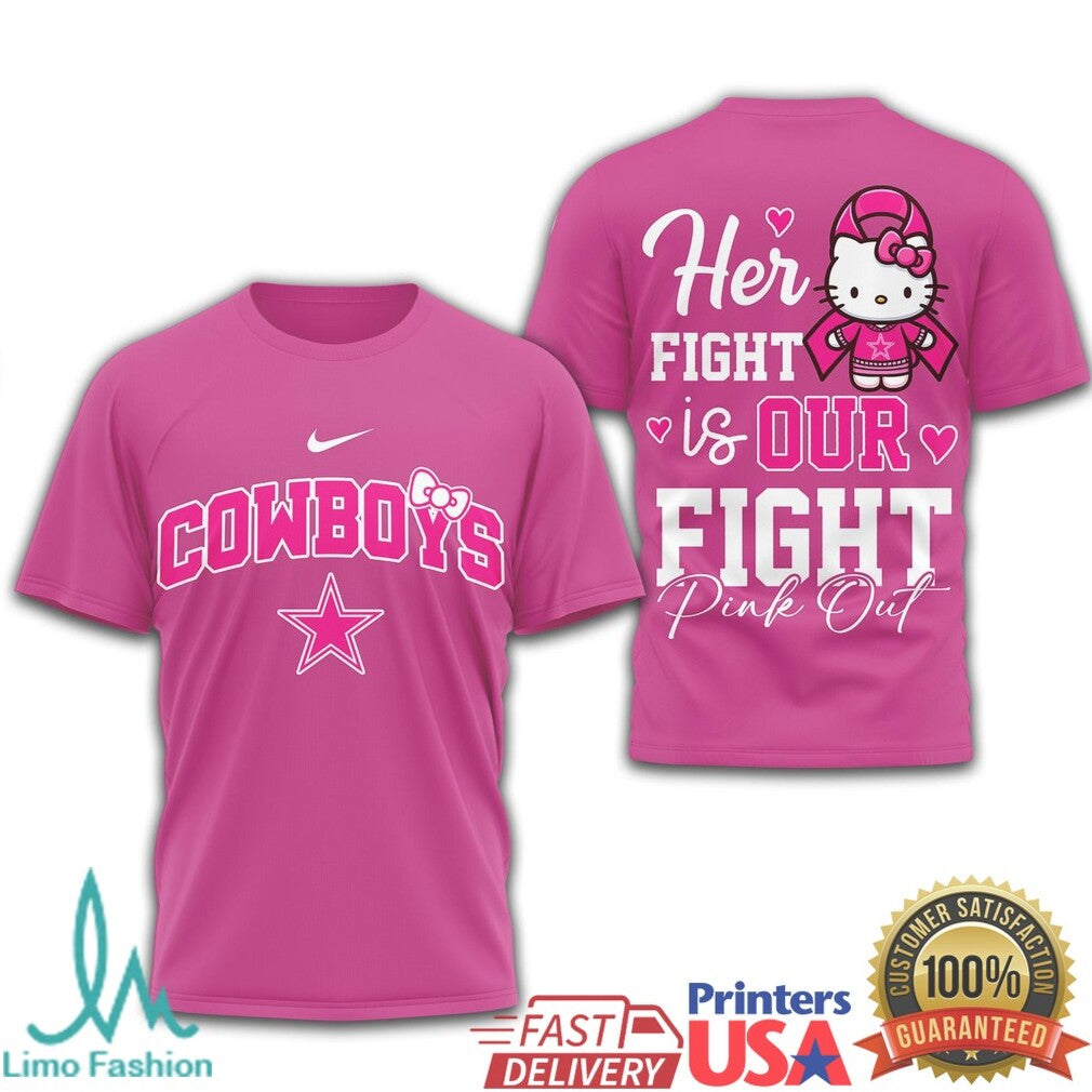 Dallas Cowboys Hello Kitty Breast Cancer Awareness Pink Out T Shirt - Limotees LLC