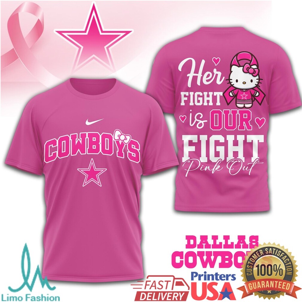 Dallas Cowboys Hello Kitty Breast Cancer Awareness Pink Out T Shirt - Limotees LLC