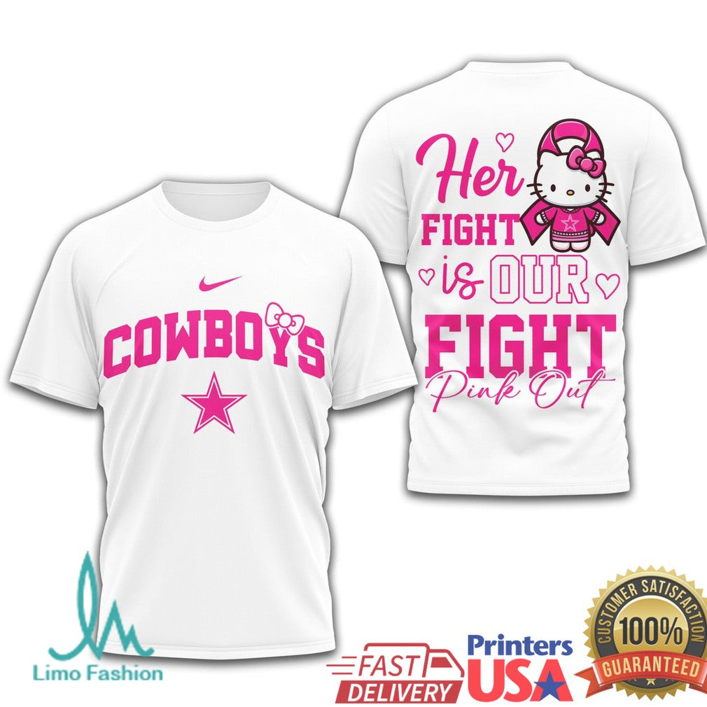 Dallas Cowboys Hello Kitty Breast Cancer Awareness Pink Out T Shirt - Limotees LLC