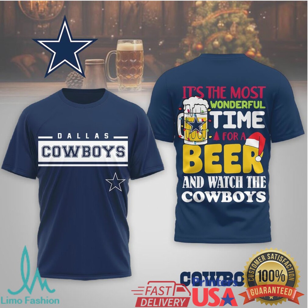 Dallas Cowboys Holiday Beer Shirt “Most Wonderful Time for a Beer and the Cowboys” - Limotees LLC