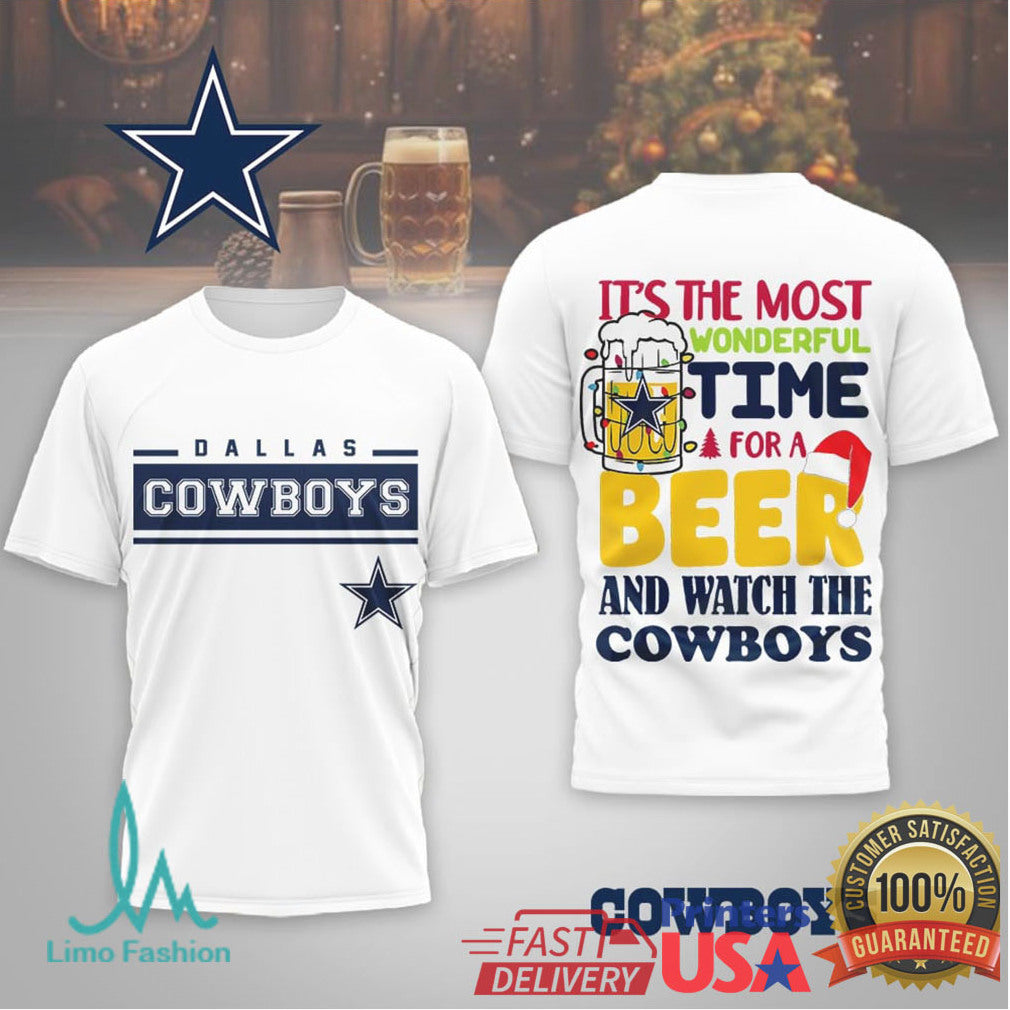 Dallas Cowboys Holiday Beer Shirt “Most Wonderful Time for a Beer and the Cowboys” - Limotees LLC