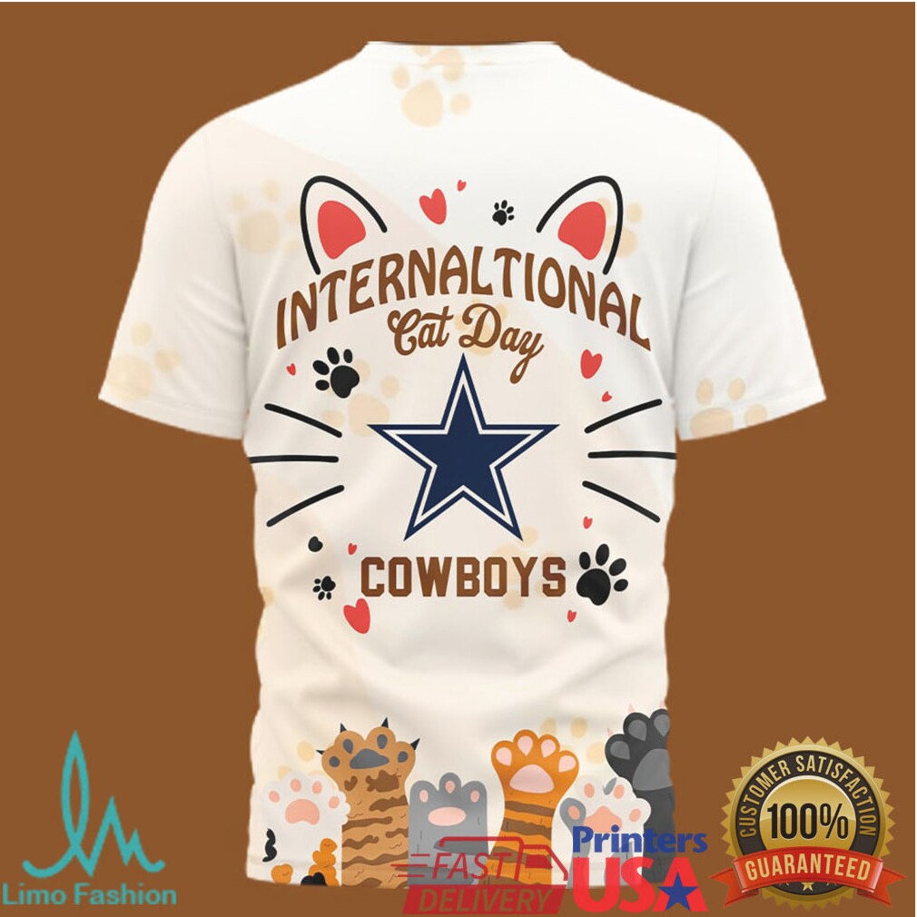 Dallas Cowboys International Cat Day Cute Paw 3D Fashion Tee - Limotees LLC