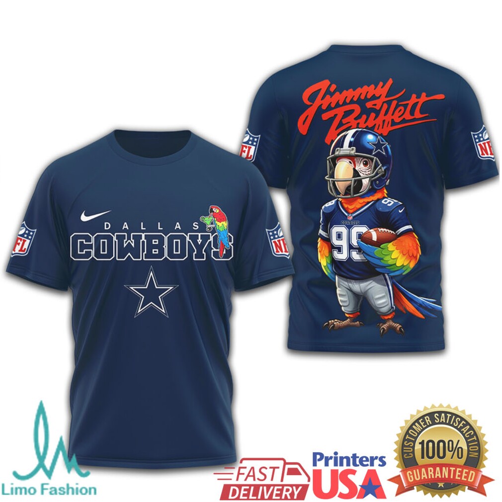Dallas Cowboys Jimmy Buffett Parrot Head Helmet Graphic T Shirt - Limotees LLC