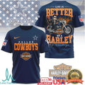 Dallas Cowboys Life Is Better On A Harley Motorcycle T Shirt - Limotees LLC