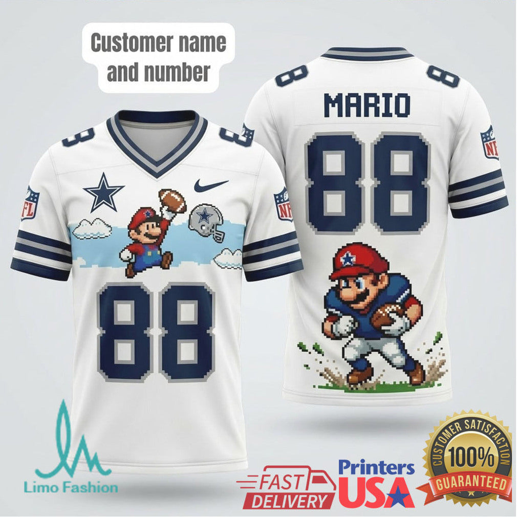 Dallas Cowboys Mario 88 Pixel Character Personalized NFL T Shirt - Limotees LLC