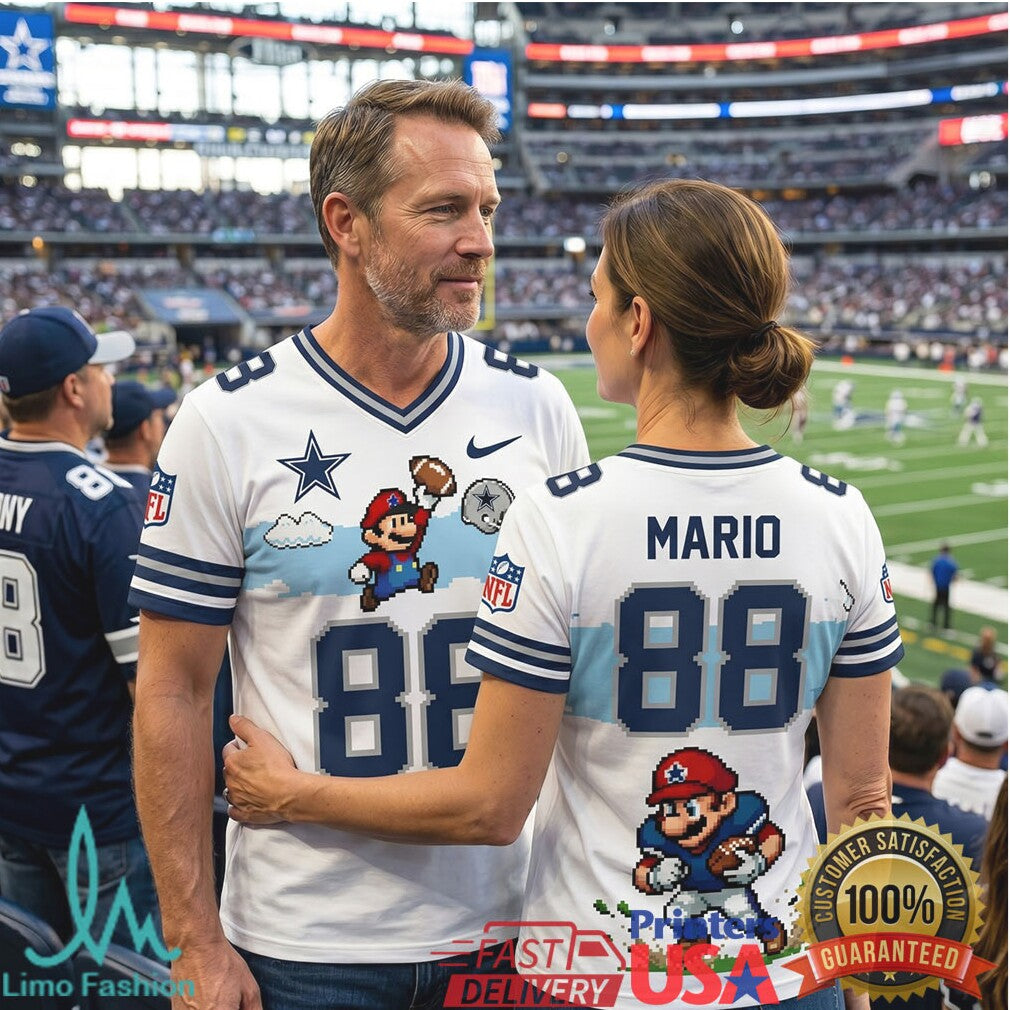 Dallas Cowboys Mario 88 Pixel Character Personalized NFL T Shirt - Limotees LLC