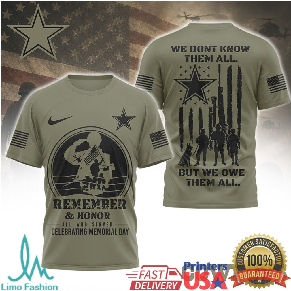 Dallas Cowboys Military Appreciation T Shirt Cowboys Patriotic Veterans Day Graphic T Shirt