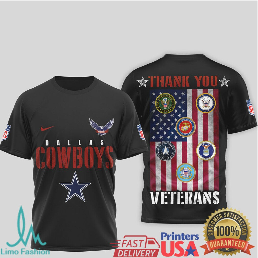 Dallas Cowboys Military Appreciation “Thank You Veterans” 3D T Shirt - Limotees LLC