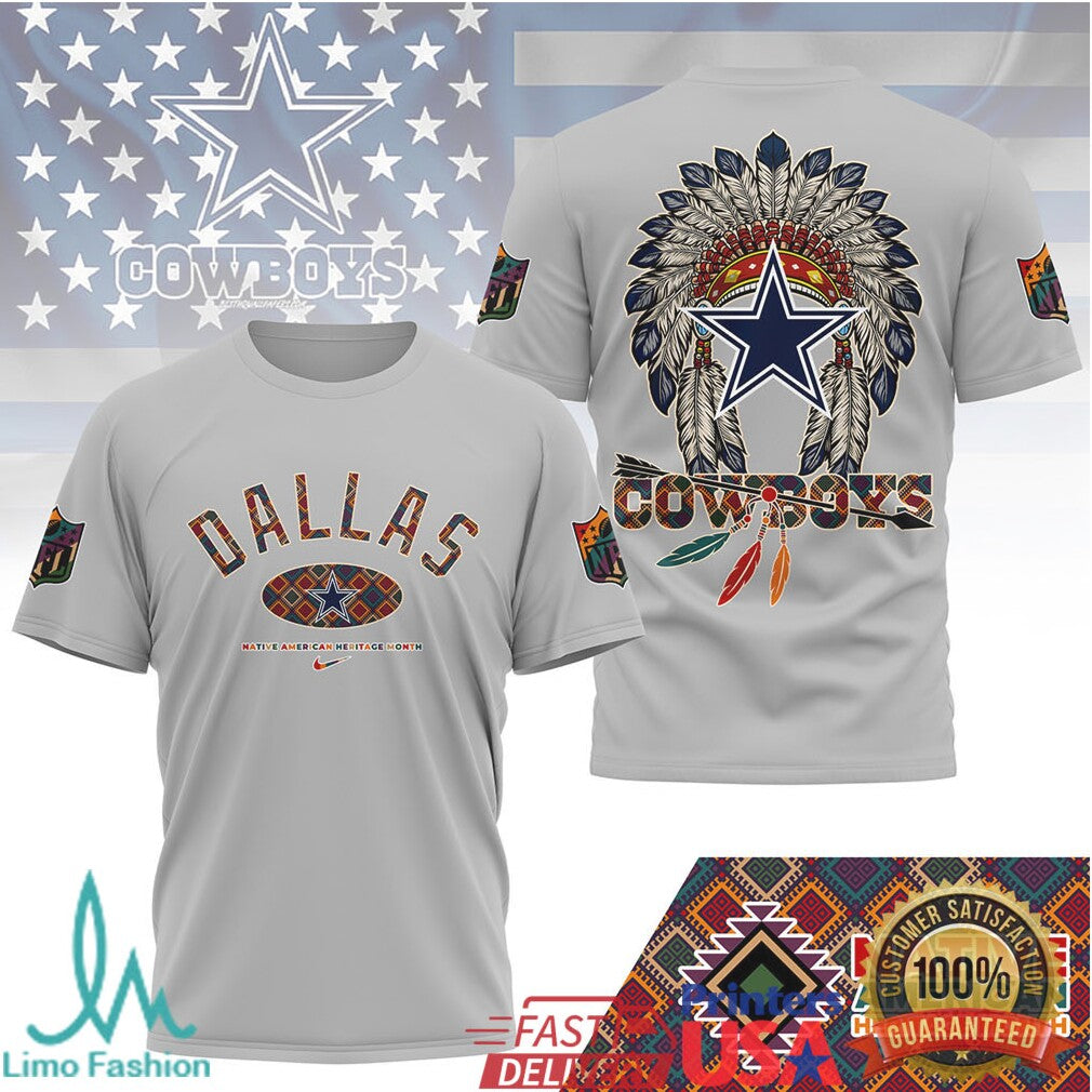Dallas Cowboys Native American Heritage Month Star Headdress T Shirt - Limotees LLC