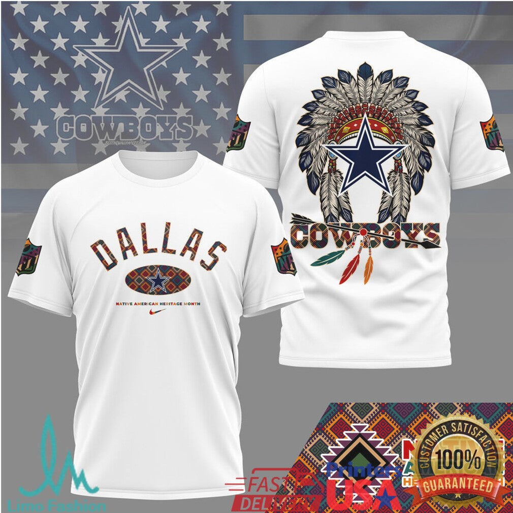 Dallas Cowboys Native American Heritage Month Star Headdress T Shirt - Limotees LLC
