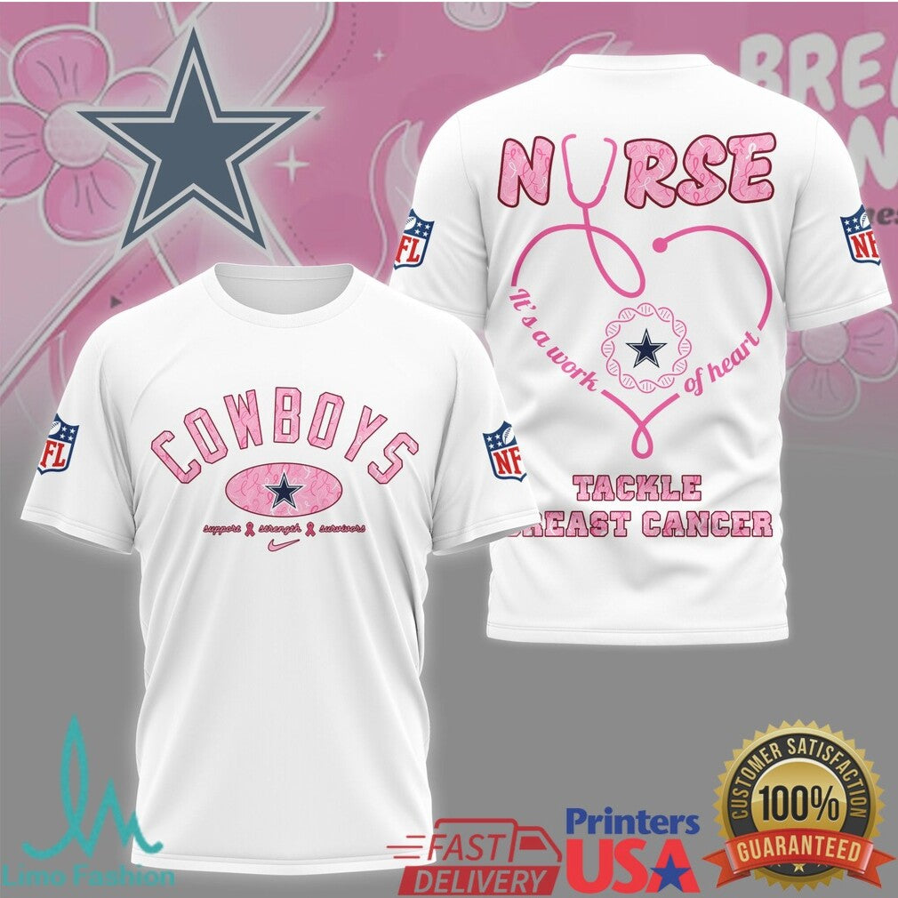 Dallas Cowboys Nurse Breast Cancer Awareness Tackle Cancer T Shirt