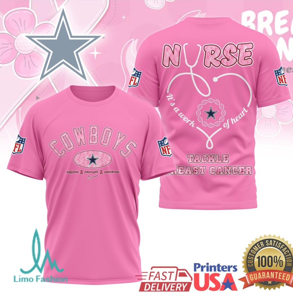 Dallas Cowboys Nurse Breast Cancer Awareness Tackle Cancer T Shirt