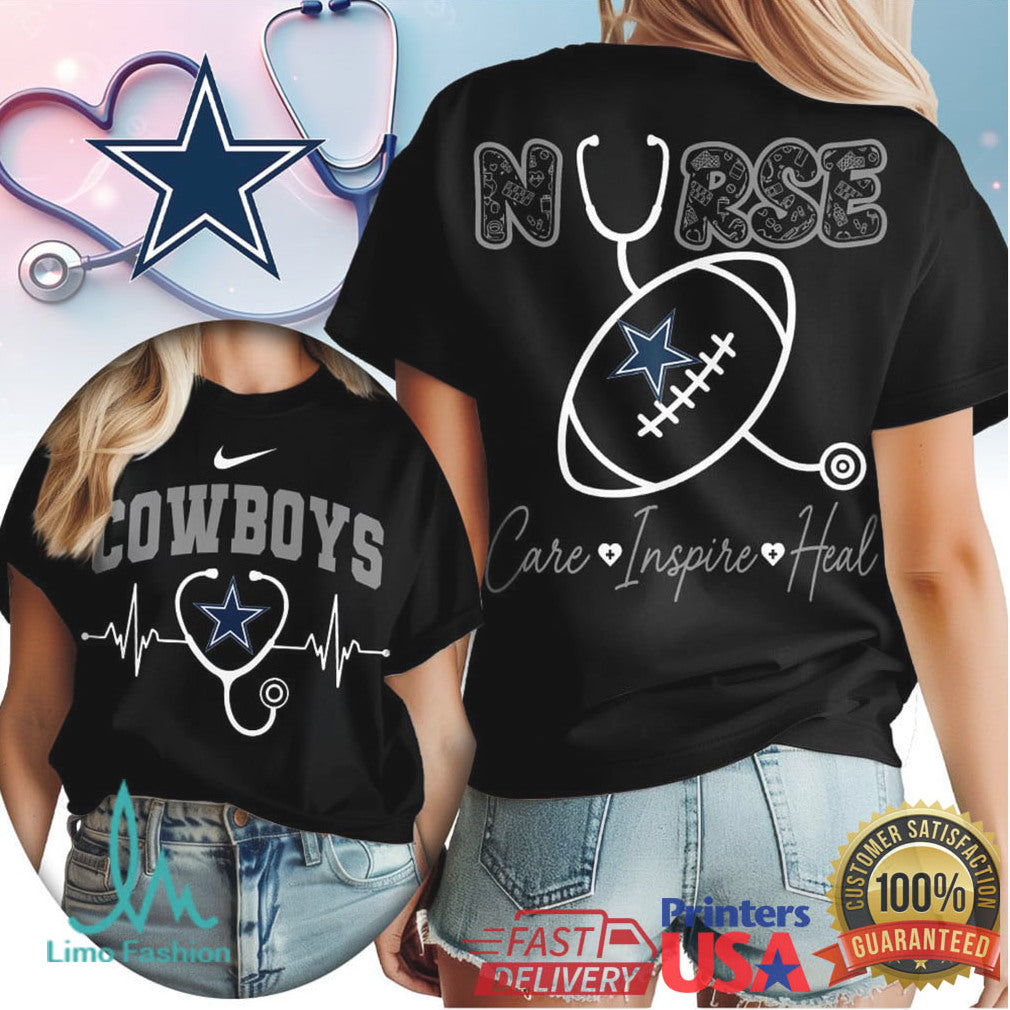 Dallas Cowboys Nurse Care Inspire Heal Stethoscope Heartbeat Vintage Women's 2026 T Shirt