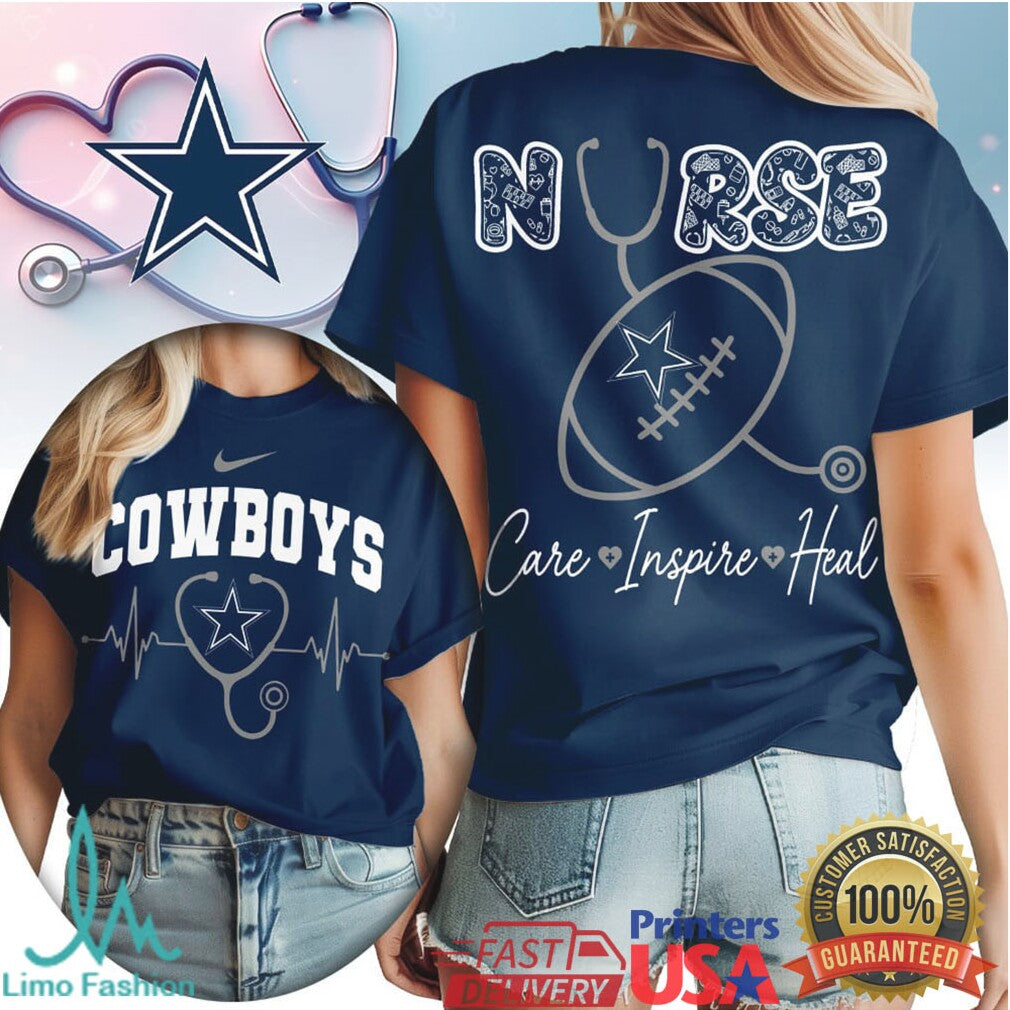Dallas Cowboys Nurse Care Inspire Heal Stethoscope Heartbeat Vintage Women's 2026 T Shirt