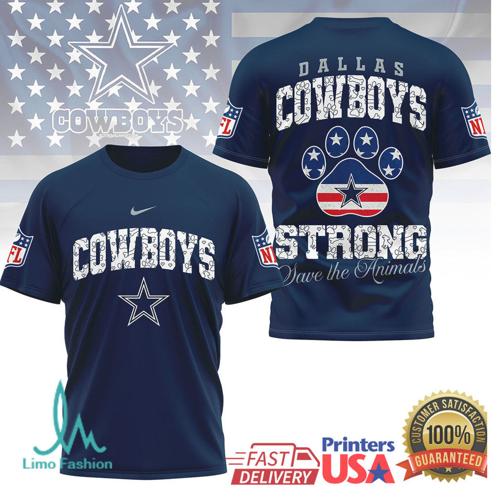 Dallas Cowboys Official NFL Save The Animals Fan 3D Shirt - Limotees LLC