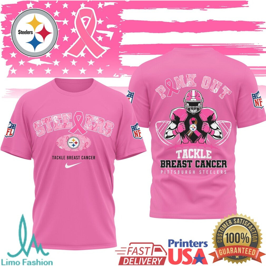 Dallas Cowboys & Pittsburgh ST Shirtlers Tackle Breast Cancer Pink Out Support T Shirt - Limotees LLC