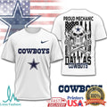 Dallas Cowboys Proud Mechanic Skull USA Flag T Shirt - Limotees LLC