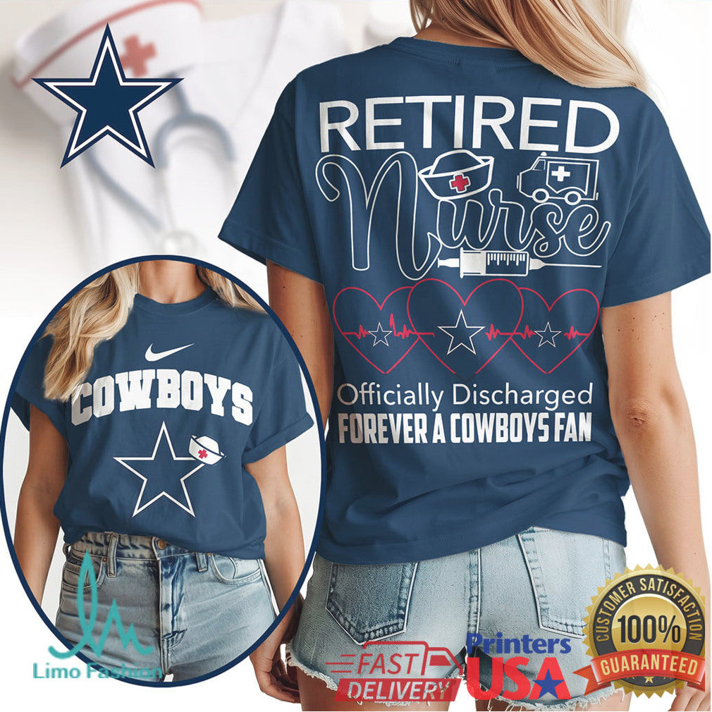 Dallas Cowboys Retired Nurse Officially Discharged Forever Fan Retro Women's 2026 T Shirt - Limotees LLC