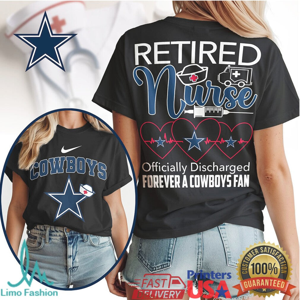 Dallas Cowboys Retired Nurse Officially Discharged Forever Fan Retro Women's 2026 T Shirt - Limotees LLC