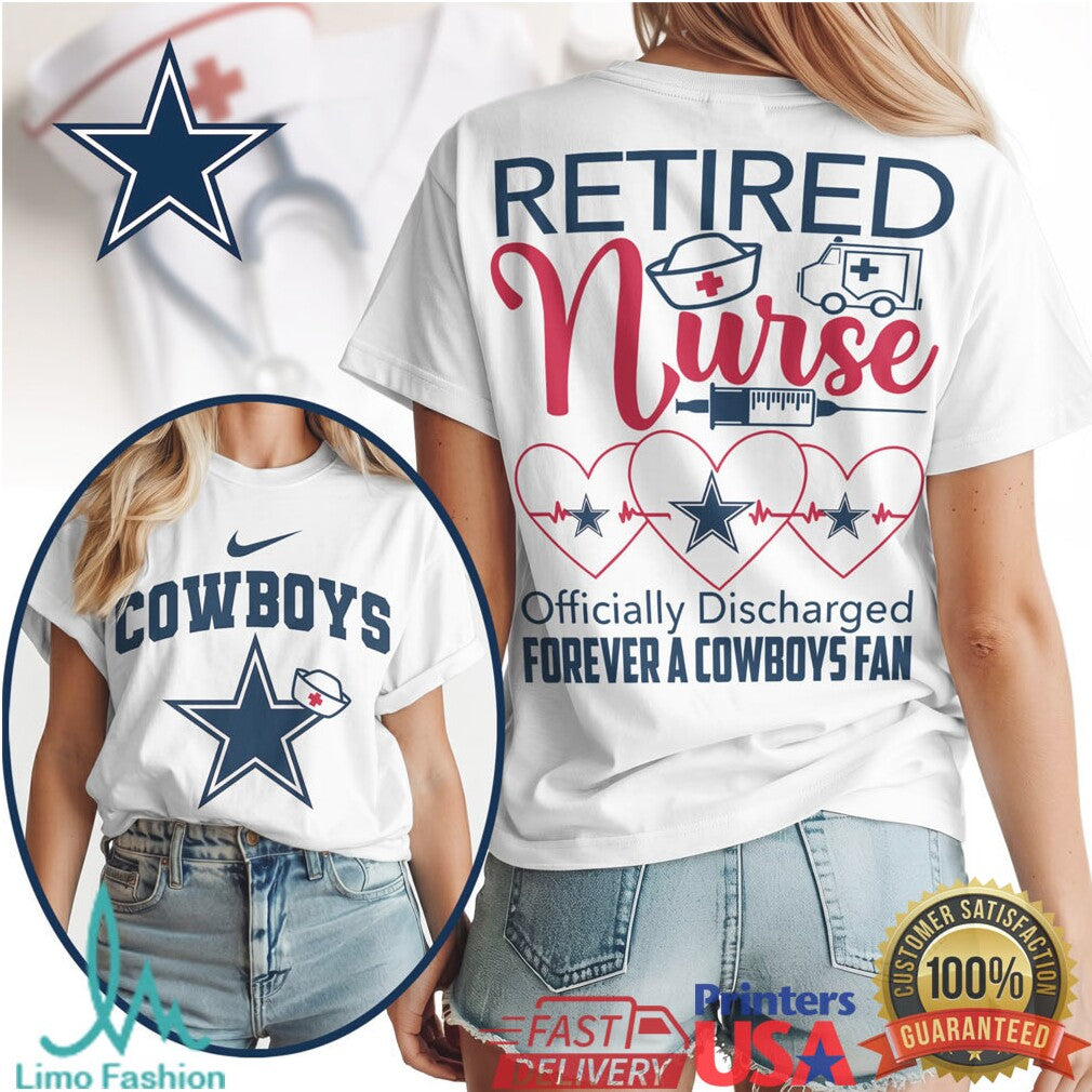 Dallas Cowboys Retired Nurse Officially Discharged Forever Fan Retro Women's 2026 T Shirt - Limotees LLC