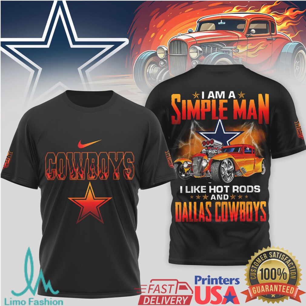 Dallas Cowboys Simple Man Hot Rod Racing Black T Shirt - Limotees LLC
