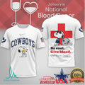 Dallas Cowboys Snoopy Be Cool Give Blood Football Fan T Shirt - Limotees LLC