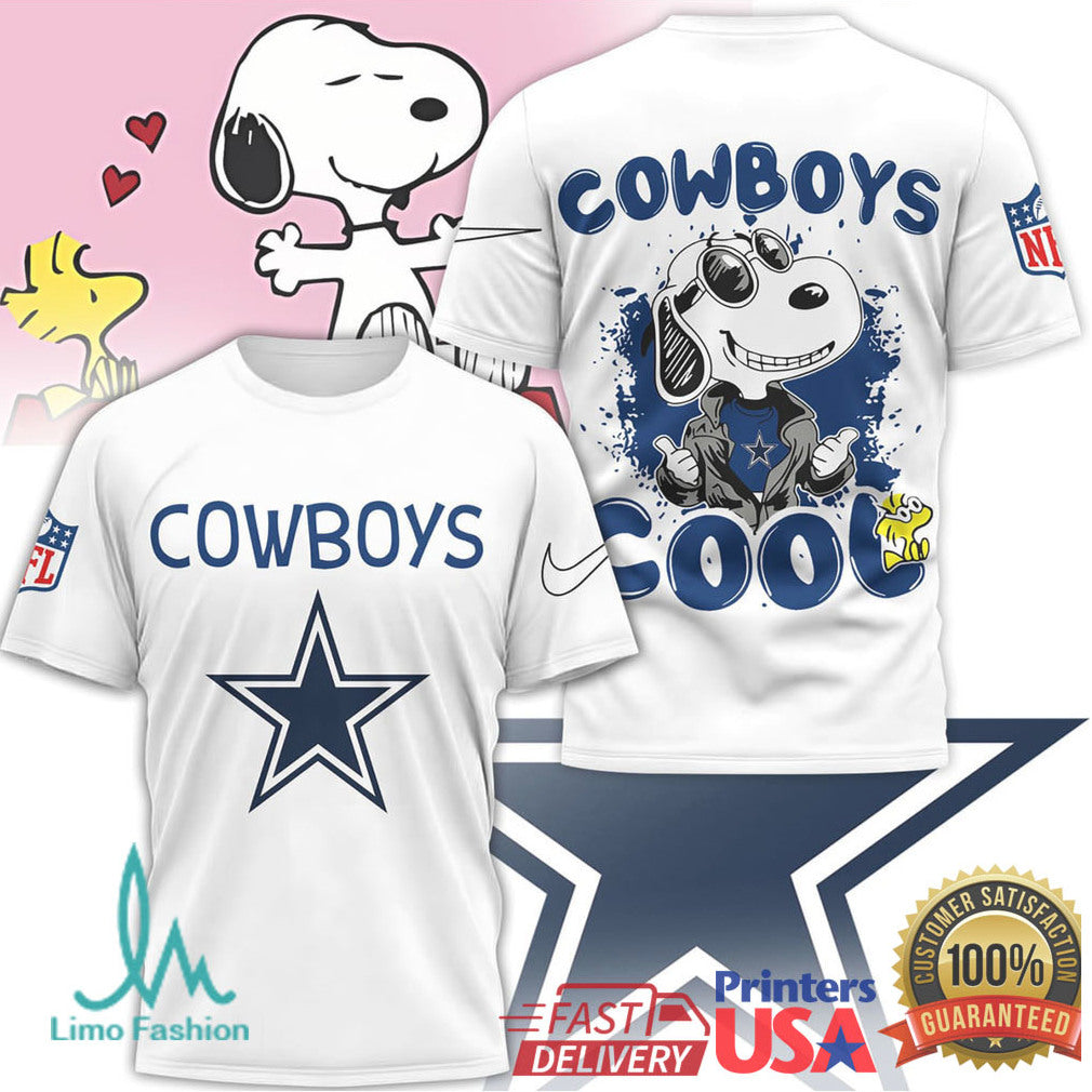 Dallas Cowboys Snoopy Joe Cool NFL Graphic T Shirt - Limotees LLC
