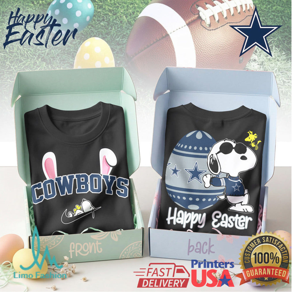 Dallas Cowboys Snoopy & Woodstock Easter Egg NFL Graphic T Shirt - Limotees LLC